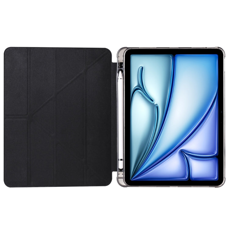 For iPad Air 11 2025 / 2024 Multi-folding TPU Leather Smart Tablet Case with Pen Slot(Black)