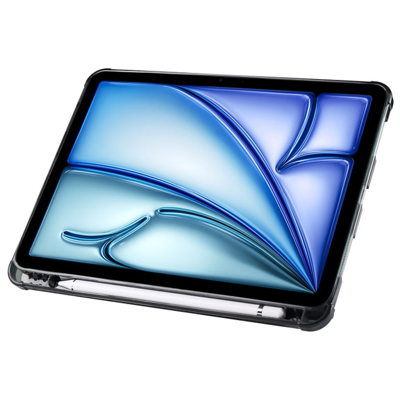 For iPad Air 11 2025 / 2024 Multi-folding TPU Leather Smart Tablet Case with Pen Slot(Black)
