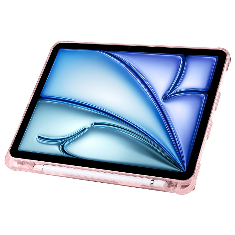 For iPad Air 11 2024 Multi-folding TPU Leather Smart Tablet Case with Pen Slot(Pink)