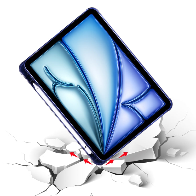 For iPad Air 11 2024 Multi-folding TPU Leather Smart Tablet Case with Pen Slot(Dark Blue)