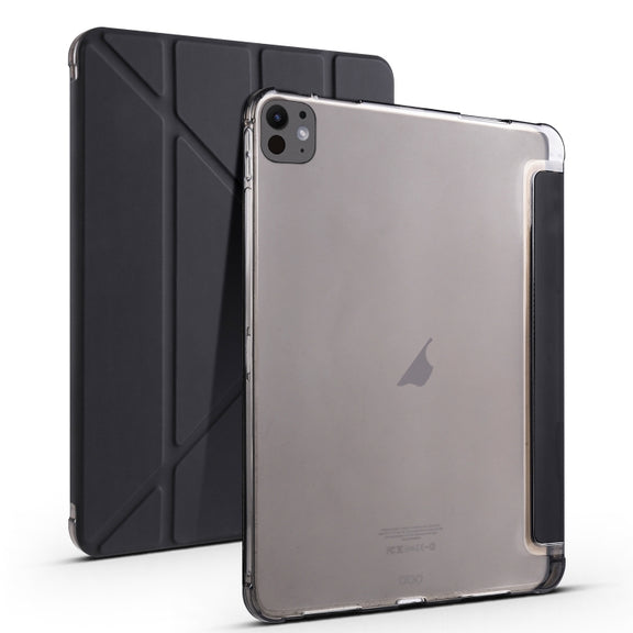 For iPad Pro 11 2024 Multi-folding TPU Leather Smart Tablet Case with Pen Slot(Black)
