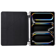 For iPad Pro 11 2024 Multi-folding TPU Leather Smart Tablet Case with Pen Slot(Black)
