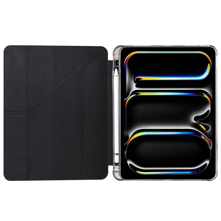 For iPad Pro 11 2024 Multi-folding TPU Leather Smart Tablet Case with Pen Slot(Black)