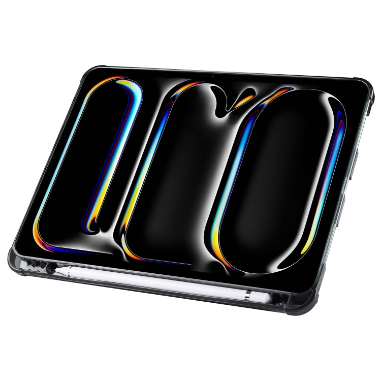 For iPad Pro 11 2024 Multi-folding TPU Leather Smart Tablet Case with Pen Slot(Black)