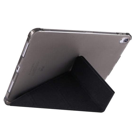 For iPad Pro 11 2024 Multi-folding TPU Leather Smart Tablet Case with Pen Slot(Black)