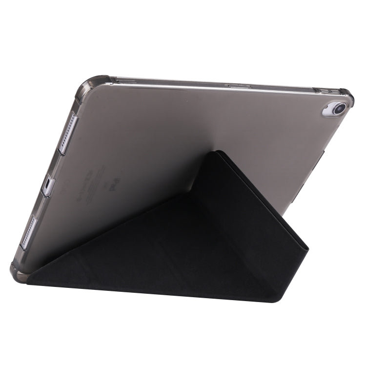 For iPad Pro 11 2024 Multi-folding TPU Leather Smart Tablet Case with Pen Slot(Black)