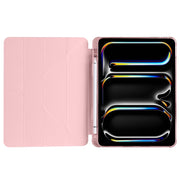 For iPad Pro 11 2024 Multi-folding TPU Leather Smart Tablet Case with Pen Slot(Pink)