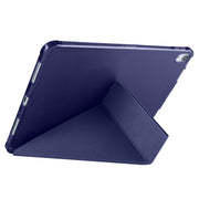 For iPad Pro 11 2024 Multi-folding TPU Leather Smart Tablet Case with Pen Slot(Dark Blue)
