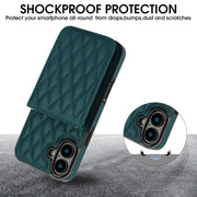 For iPhone 16 YM015 Crossbody Rhombic Card Bag RFID Phone Case(Green)