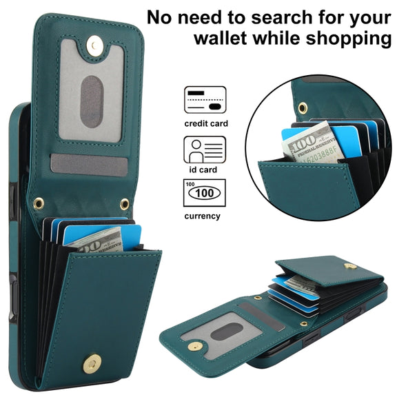 For iPhone 16 YM015 Crossbody Rhombic Card Bag RFID Phone Case(Green)