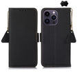 For iPhone 16 Pro Side-Magnetic TJ Genuine Leather RFID Phone Case(Black) - iPhone 16 Pro Cases by PMC TechLife | Online Shopping South Africa | PMC TechLife | Buy Now Pay Later Mobicred