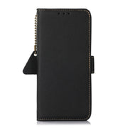 For iPhone 16 Pro Side-Magnetic TJ Genuine Leather RFID Phone Case(Black)