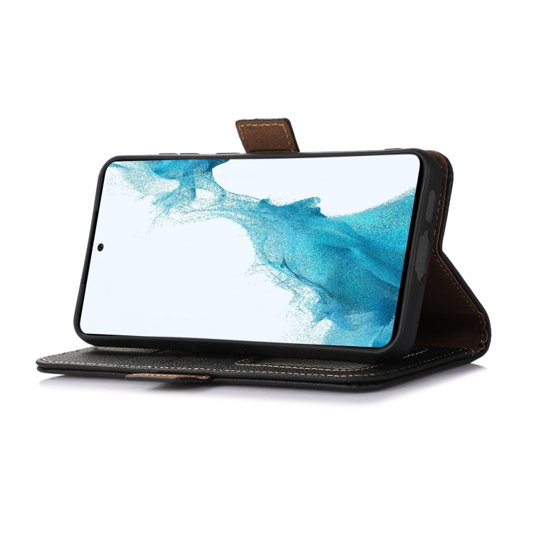 For iPhone 16 Pro Side-Magnetic TJ Genuine Leather RFID Phone Case(Black)
