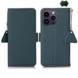 For iPhone 16 Pro Side-Magnetic TJ Genuine Leather RFID Phone Case(Green) - free shipping - PMC TechLife - Order now!