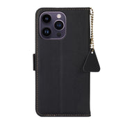 For iPhone 16 Pro Max Side-Magnetic TJ Genuine Leather RFID Phone Case(Black)