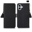 For iPhone 16 Side-Magnetic TJ Genuine Leather RFID Phone Case(Black) - iPhone 16 Cases by PMC TechLife | Online Shopping South Africa | PMC TechLife | Buy Now Pay Later Mobicred