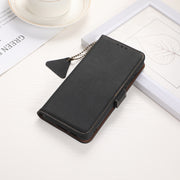 For iPhone 16 Side-Magnetic TJ Genuine Leather RFID Phone Case(Black)