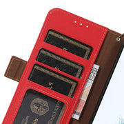 For iPhone 16 Side-Magnetic TJ Genuine Leather RFID Phone Case(Red)