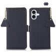 For iPhone 16 Side-Magnetic TJ Genuine Leather RFID Phone Case(Blue) - iPhone 16 Cases by PMC TechLife | Online Shopping South Africa | PMC TechLife | Buy Now Pay Later Mobicred
