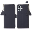 For iPhone 16 Plus Side-Magnetic TJ Genuine Leather RFID Phone Case(Blue) - iPhone 16 Plus Cases by PMC TechLife | Online Shopping South Africa | PMC TechLife | Buy Now Pay Later Mobicred