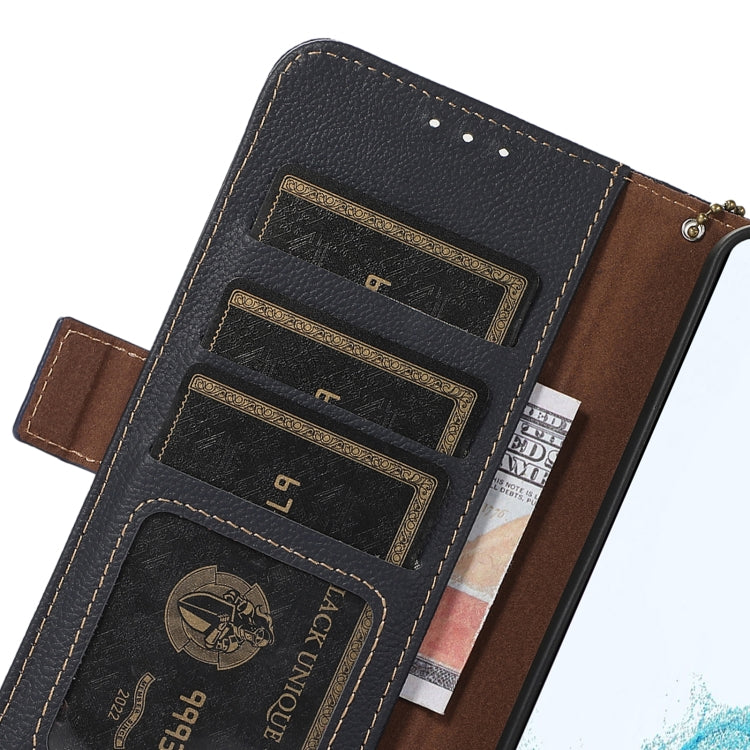 For iPhone 16 Plus Side-Magnetic TJ Genuine Leather RFID Phone Case(Blue)