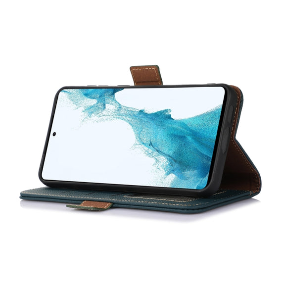 For iPhone 16 Plus Side-Magnetic TJ Genuine Leather RFID Phone Case(Green)