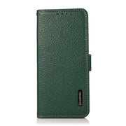 For iPhone 16 Pro Max KHAZNEH Side-Magnetic Litchi Genuine Leather RFID Case(Green)