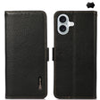 For iPhone 16 KHAZNEH Side-Magnetic Litchi Genuine Leather RFID Case(Black) - iPhone 16 Cases by PMC TechLife | Online Shopping South Africa | PMC TechLife | Buy Now Pay Later Mobicred