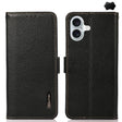 For iPhone 17 KHAZNEH Side-Magnetic Litchi Genuine Leather RFID Case(Black) - free shipping - PMc TechLife - Order now!