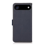 For iPhone 17 Air KHAZNEH Side-Magnetic Litchi Genuine Leather RFID Case(Blue)