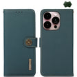 For iPhone 16 Pro Max KHAZNEH Custer Genuine Leather RFID Phone Case(Green) - free shipping - PMC TechLife - Order now!