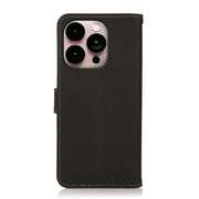 For iPhone 16 Pro KHAZNEH Custer Genuine Leather RFID Phone Case(Black)