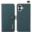 For iPhone 16 Plus KHAZNEH Custer Genuine Leather RFID Phone Case(Green) - free shipping - PMC TechLife - Order now!