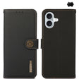 For iPhone 16 KHAZNEH Custer Genuine Leather RFID Phone Case(Black) - iPhone 16 Cases by PMC TechLife | Online Shopping South Africa | PMC TechLife | Buy Now Pay Later Mobicred