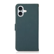 For iPhone 16 KHAZNEH Custer Genuine Leather RFID Phone Case(Green)