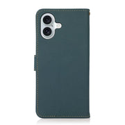 For iPhone 17 KHAZNEH Custer Genuine Leather RFID Phone Case(Green)