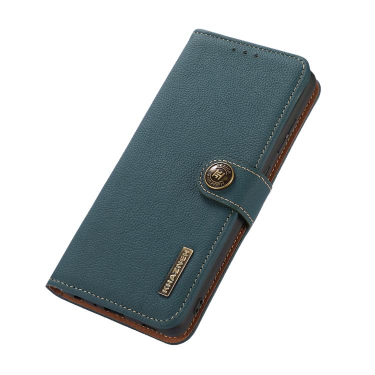 For iPhone 17 KHAZNEH Custer Genuine Leather RFID Phone Case(Green)
