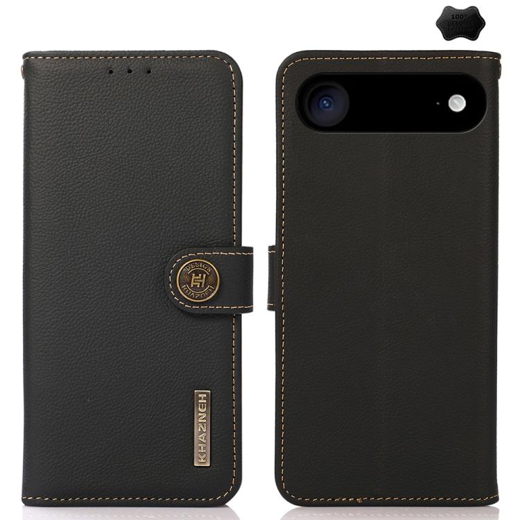 For iPhone 17 Air KHAZNEH Custer Genuine Leather RFID Phone Case(Black)