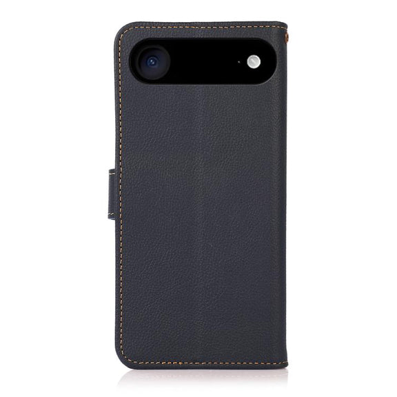 For iPhone 17 Air KHAZNEH Custer Genuine Leather RFID Phone Case(Blue)