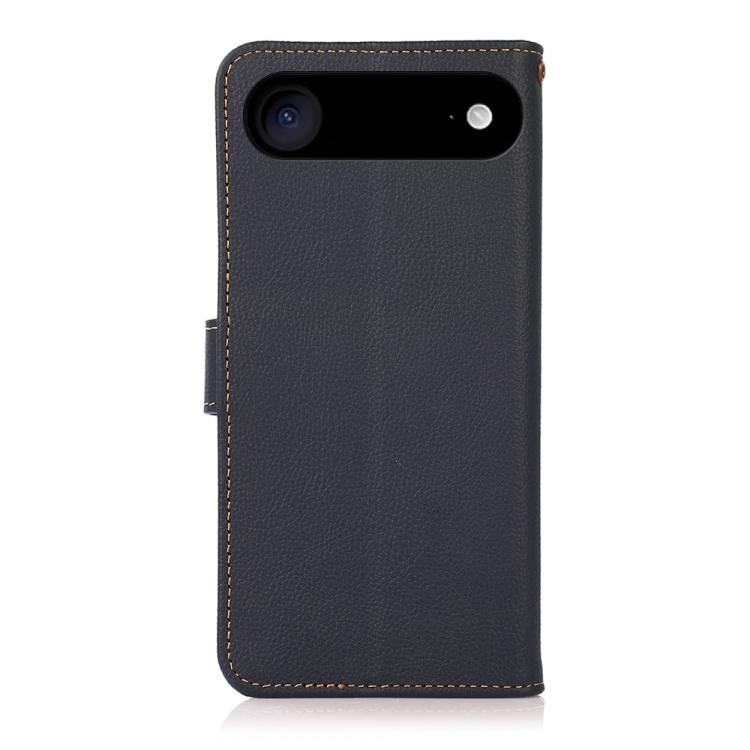 For iPhone 17 Air KHAZNEH Custer Genuine Leather RFID Phone Case(Blue)