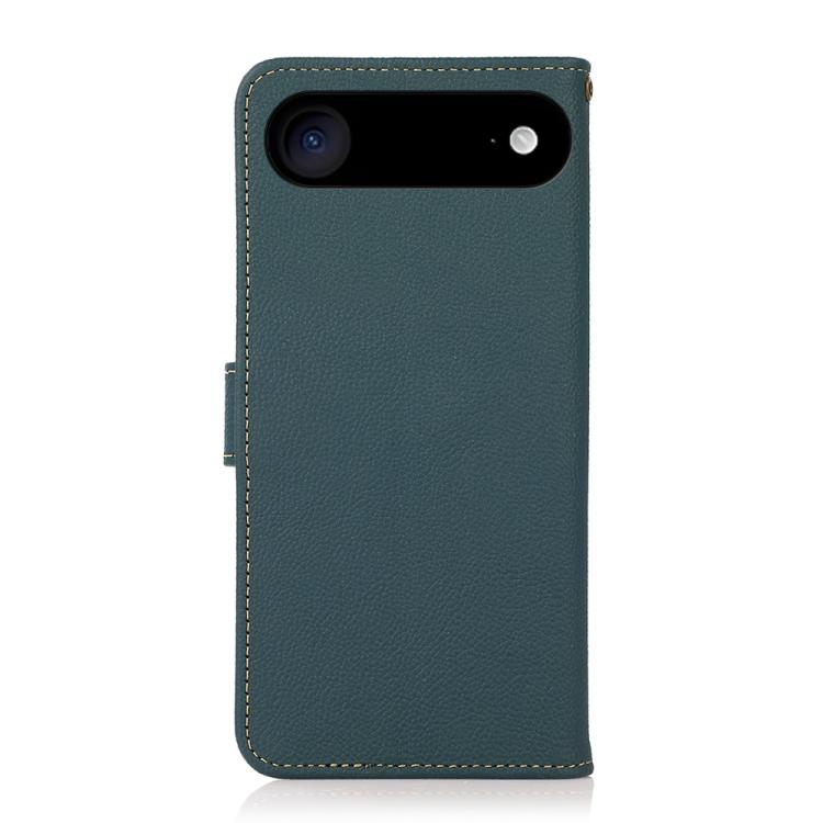 For iPhone 17 Air KHAZNEH Custer Genuine Leather RFID Phone Case(Green)