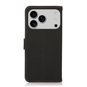 For iPhone 17 Pro Max KHAZNEH Custer Genuine Leather RFID Phone Case(Black)