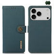 For iPhone 17 Pro Max KHAZNEH Custer Genuine Leather RFID Phone Case(Green) - free shipping - PMc TechLife - Order now!