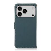 For iPhone 17 Pro Max KHAZNEH Custer Genuine Leather RFID Phone Case(Green)