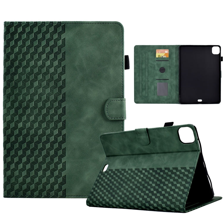 For iPad Pro 11 2024 Rhombus Embossed Leather Tablet Case(Green)