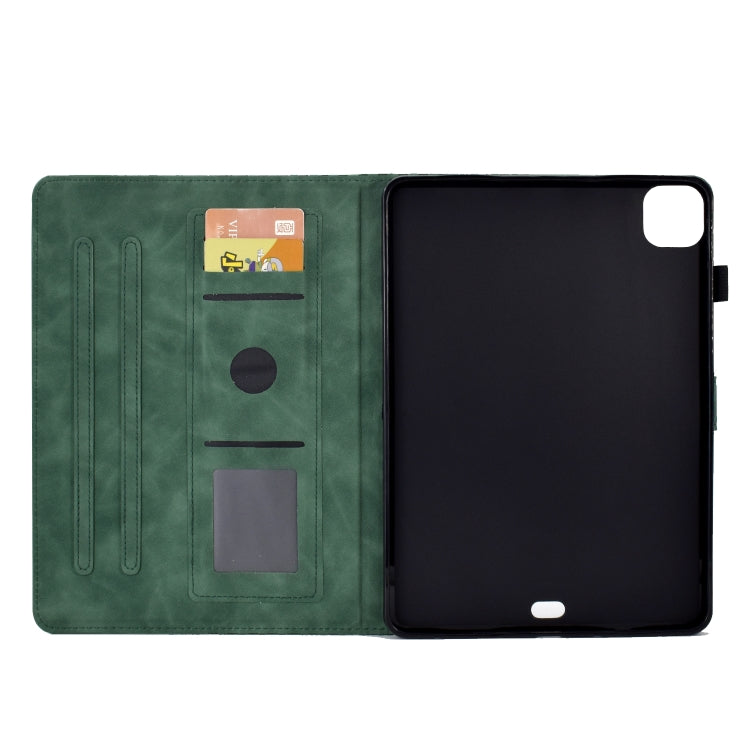 For iPad Pro 11 2024 Rhombus Embossed Leather Tablet Case(Green)