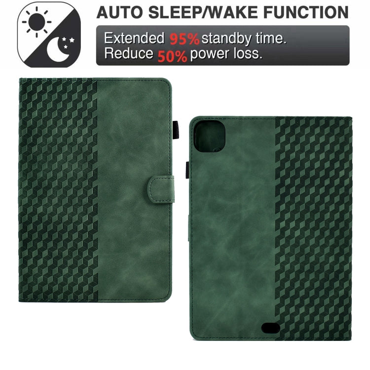 For iPad Pro 11 2024 Rhombus Embossed Leather Tablet Case(Green)