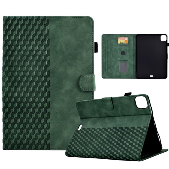 For iPad Pro 11 2024 Rhombus Embossed Leather Tablet Case(Green)