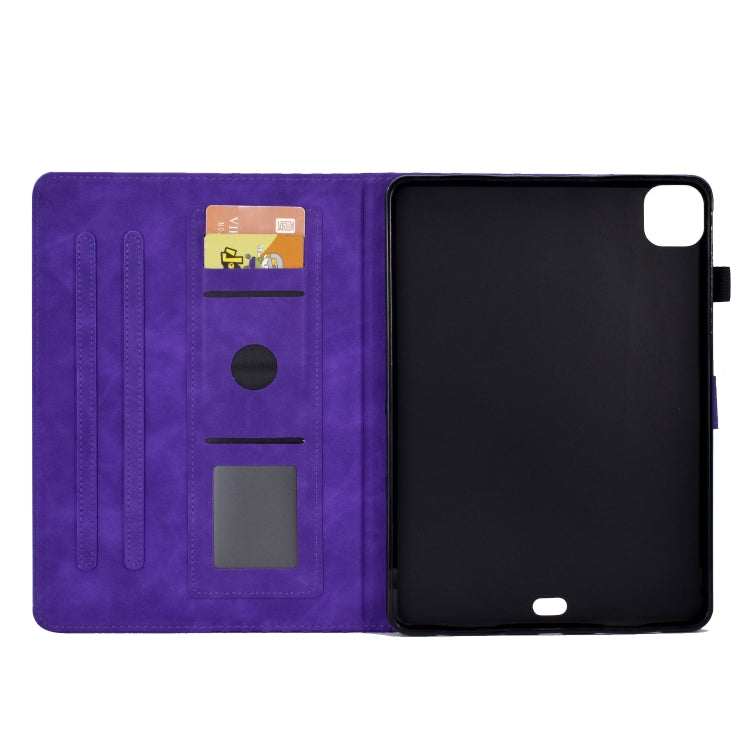 For iPad Pro 11 2024 Rhombus Embossed Leather Tablet Case(Purple)