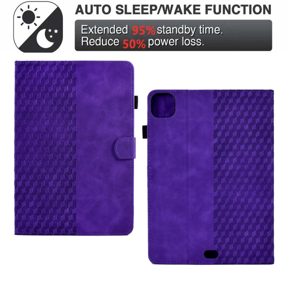 For iPad Pro 11 2024 Rhombus Embossed Leather Tablet Case(Purple)